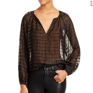 Joke Sheer Metallic Top In Caviar